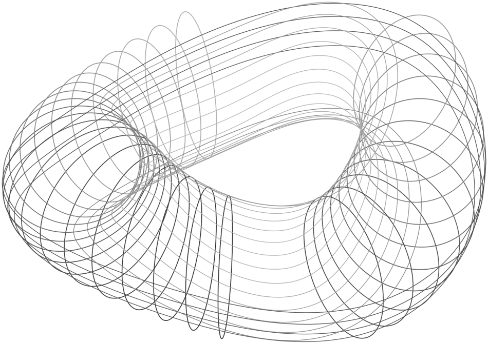 An original continuous wireframe sculpture representing connected clinical information.