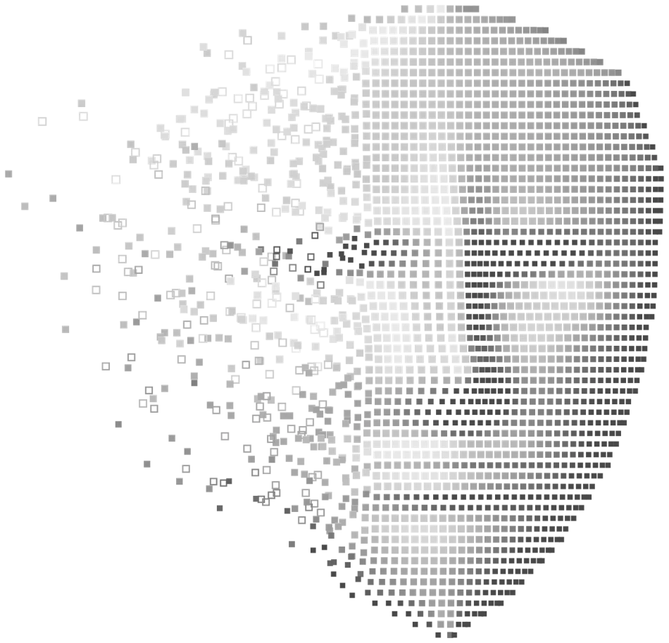 A human face constructed from thousands of precise fragments, from the Archle Labs art library.